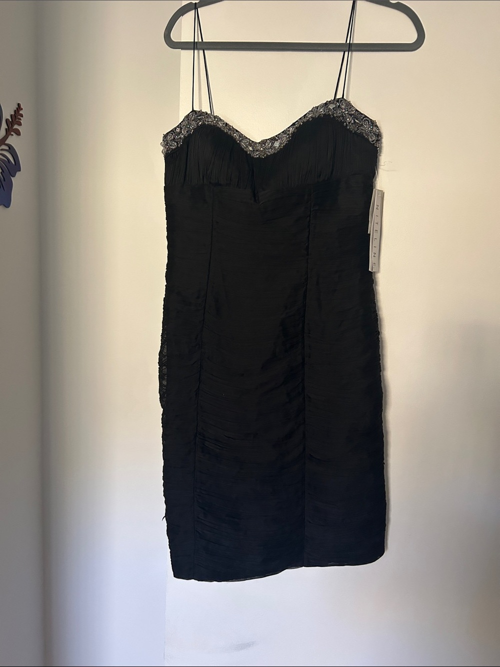Niteline Black Mini Dress with Silver Beaded Neckline